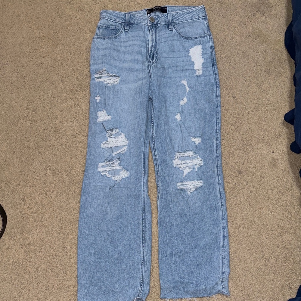 Hollister Light Blue Distressed Straight Leg Jeans